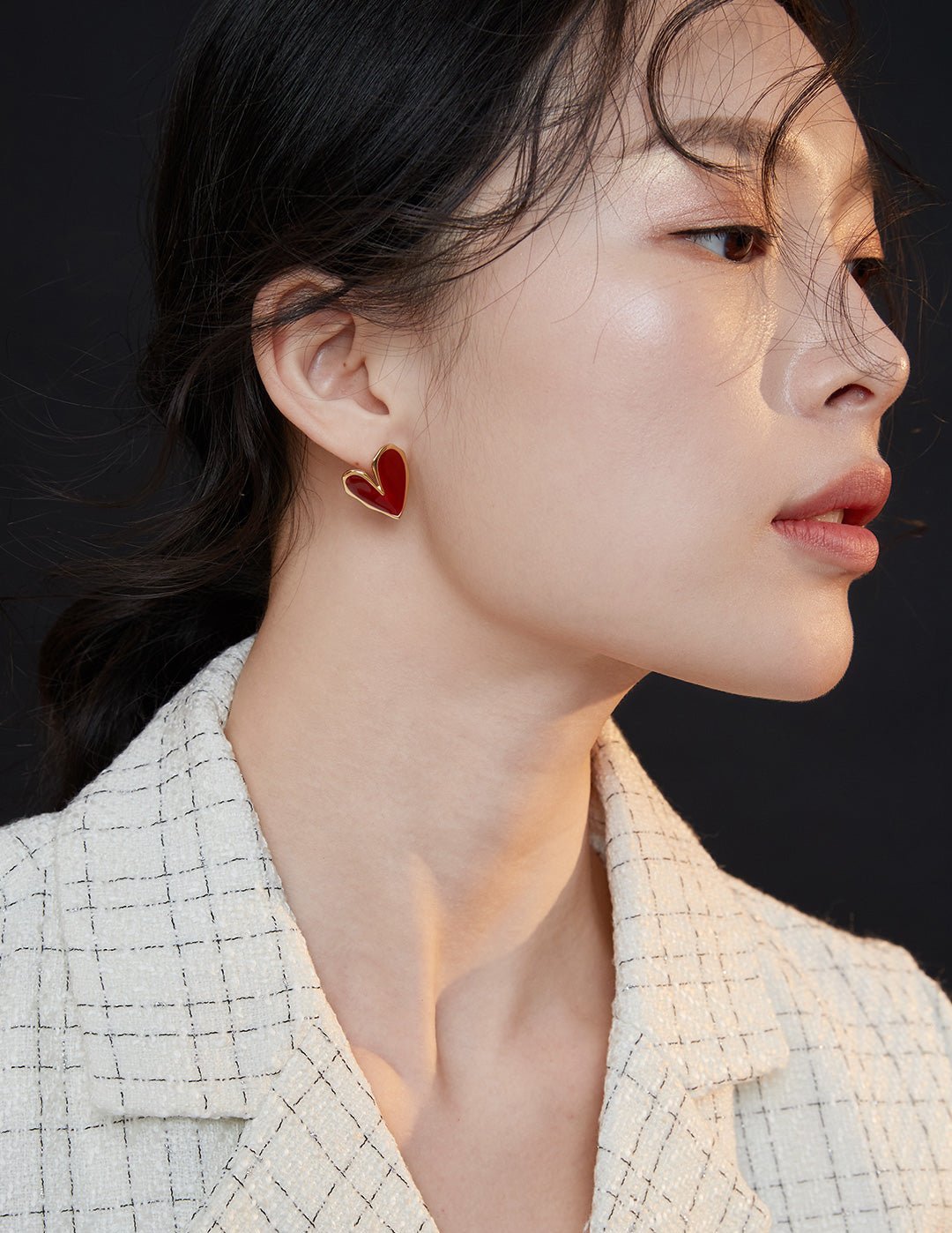 Bold Red Heart Stud Earrings