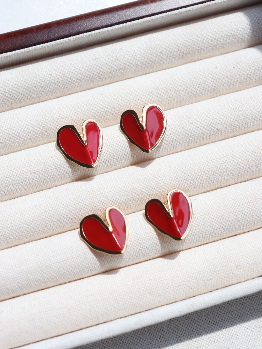 Bold Red Heart Stud Earrings