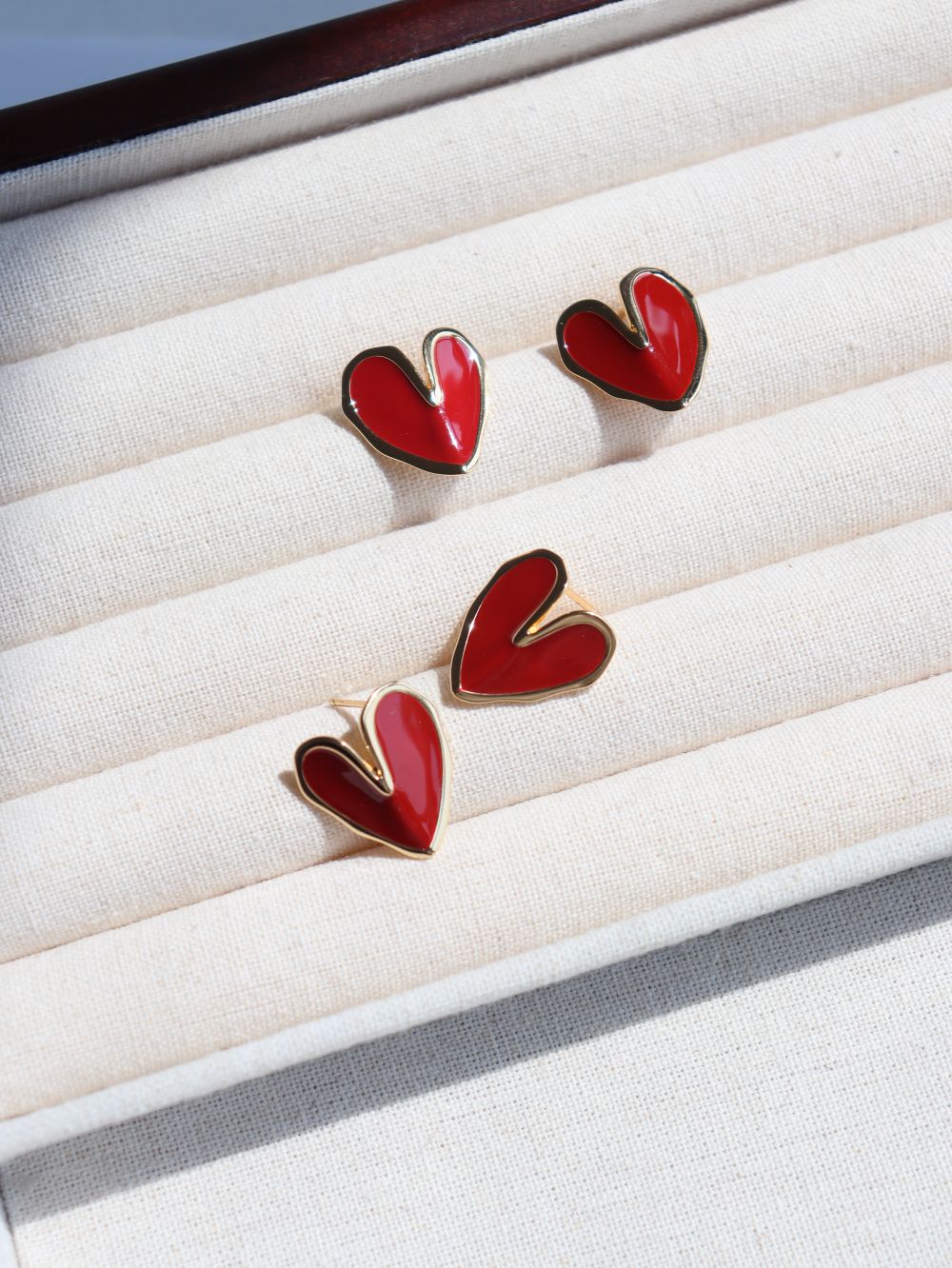 Bold Red Heart Stud Earrings