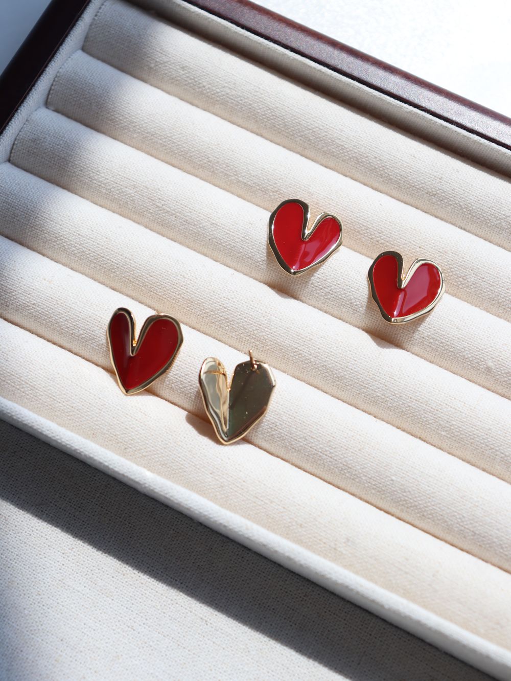 Bold Red Heart Stud Earrings
