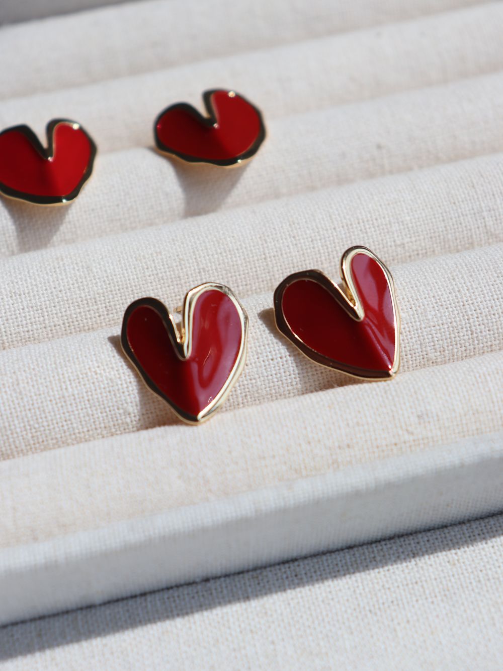 Bold Red Heart Stud Earrings