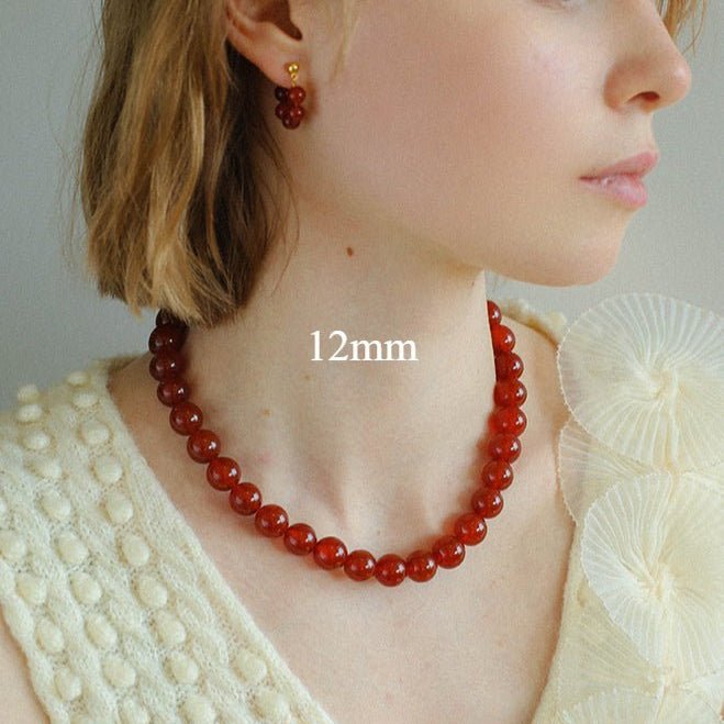 Bold Red Stone Beaded Necklace