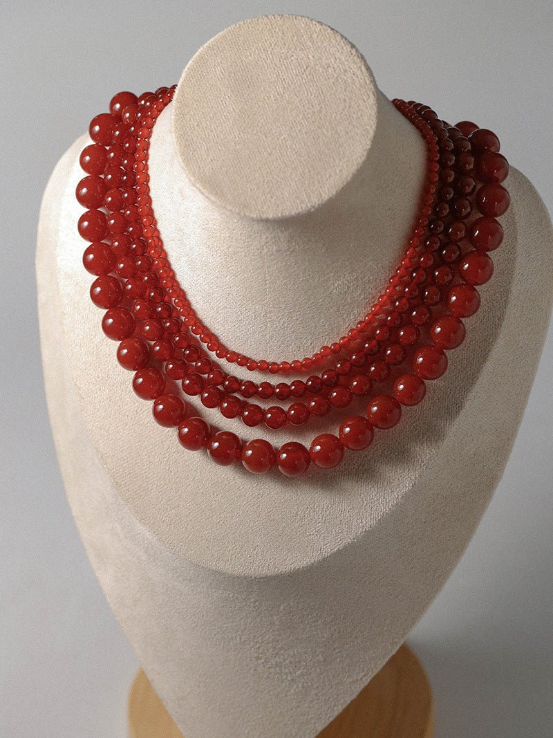 Bold Red Stone Beaded Necklace