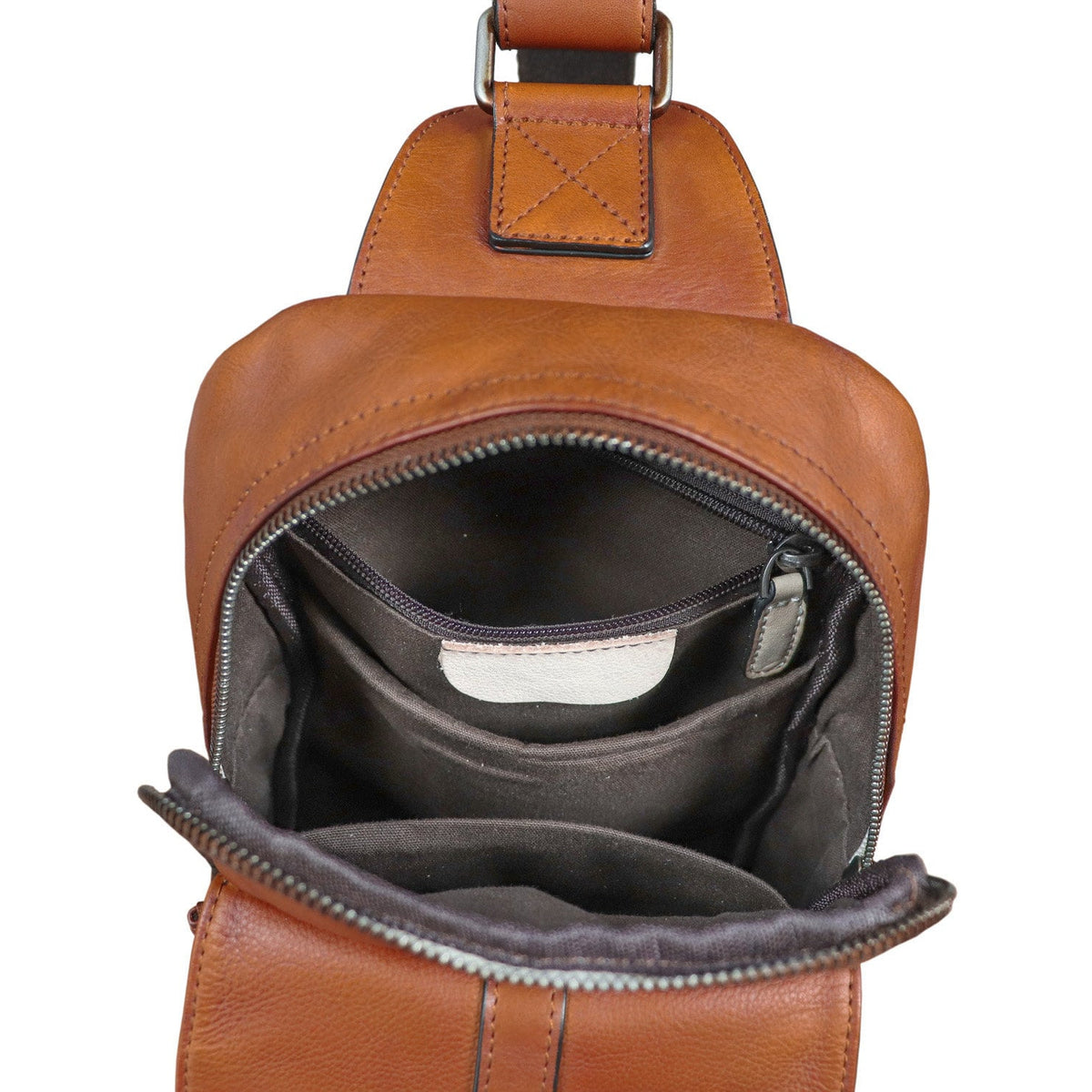 Brown Large Leather Sling Bag Casual Shoulder Backapck