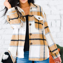 Load image into Gallery viewer, Casual Lapel Contrast Color Plaid Woolen Coat
