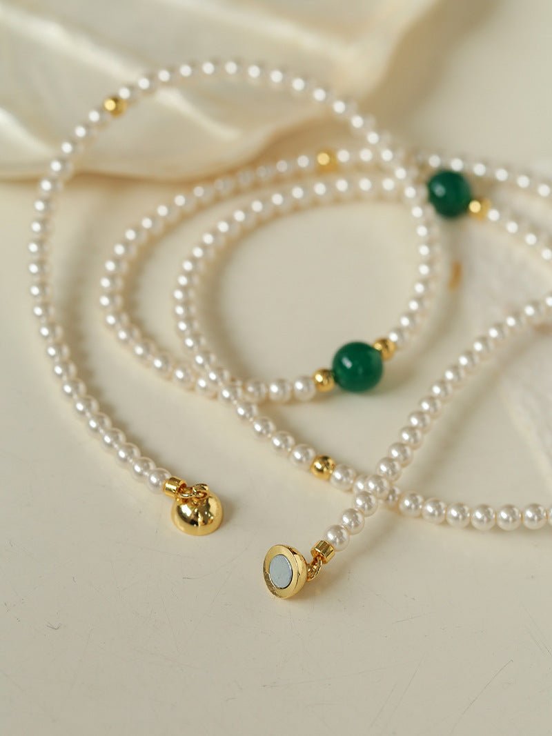 Chic Jade Green Long Pearl Necklace