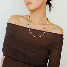Load image into Gallery viewer, Chic Jade Green Long Pearl Necklace
