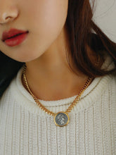 Load image into Gallery viewer, Chunky Cuban Chain Lady Luck Coin Pendant Necklace
