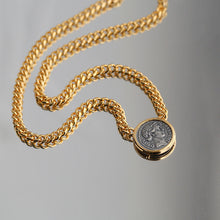 Load image into Gallery viewer, Chunky Cuban Chain Lady Luck Coin Pendant Necklace
