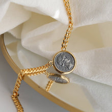 Load image into Gallery viewer, Chunky Cuban Chain Lady Luck Coin Pendant Necklace

