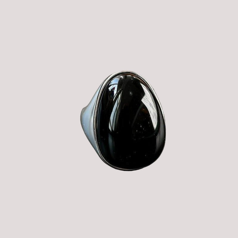 Classic Black Onyx Oval Egg Ring