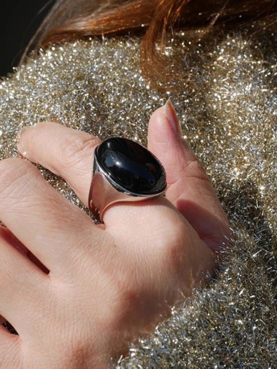 Classic Black Onyx Oval Egg Ring