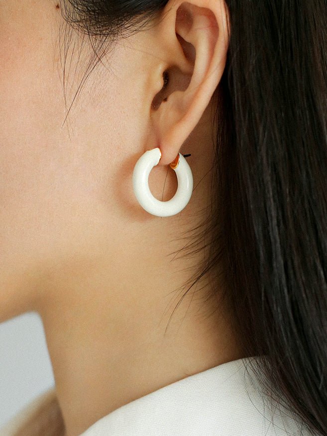 Classic Enamel Glazed Hoops Earrings