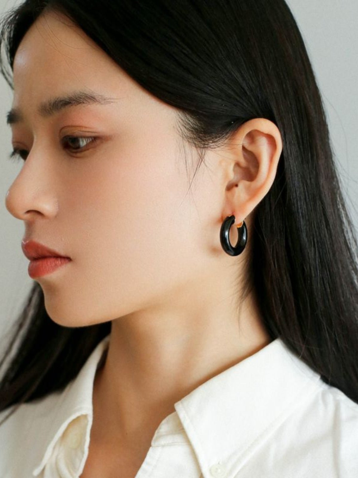 Classic Enamel Glazed Hoops Earrings