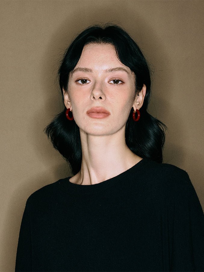 Classic Enamel Glazed Hoops Earrings