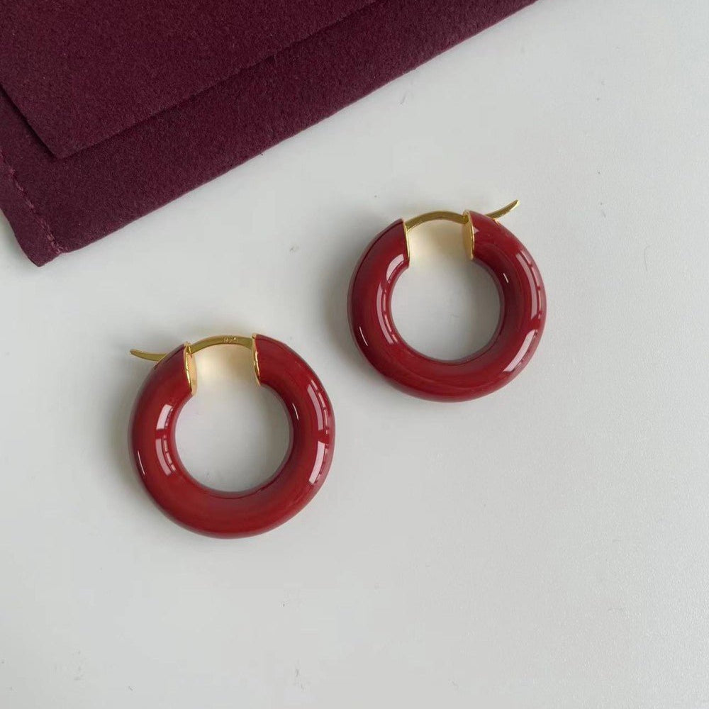 Classic Enamel Glazed Hoops Earrings