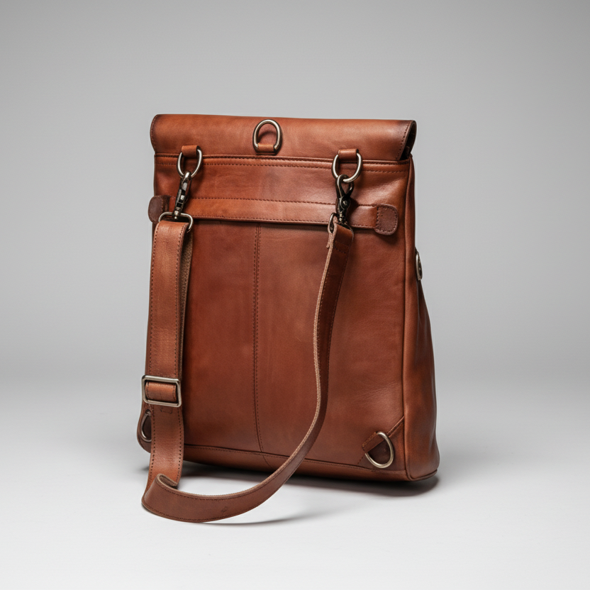 Classic Leather Convertible Backpack Bag