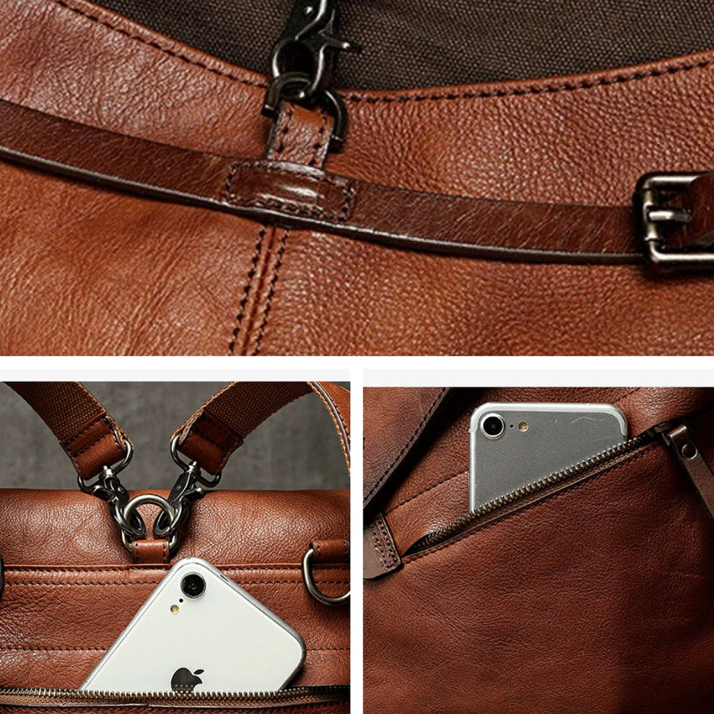 Classic Leather Convertible Backpack Bag