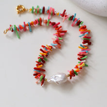Load image into Gallery viewer, Colorful Gemstone Baroque Pearl Necklace
