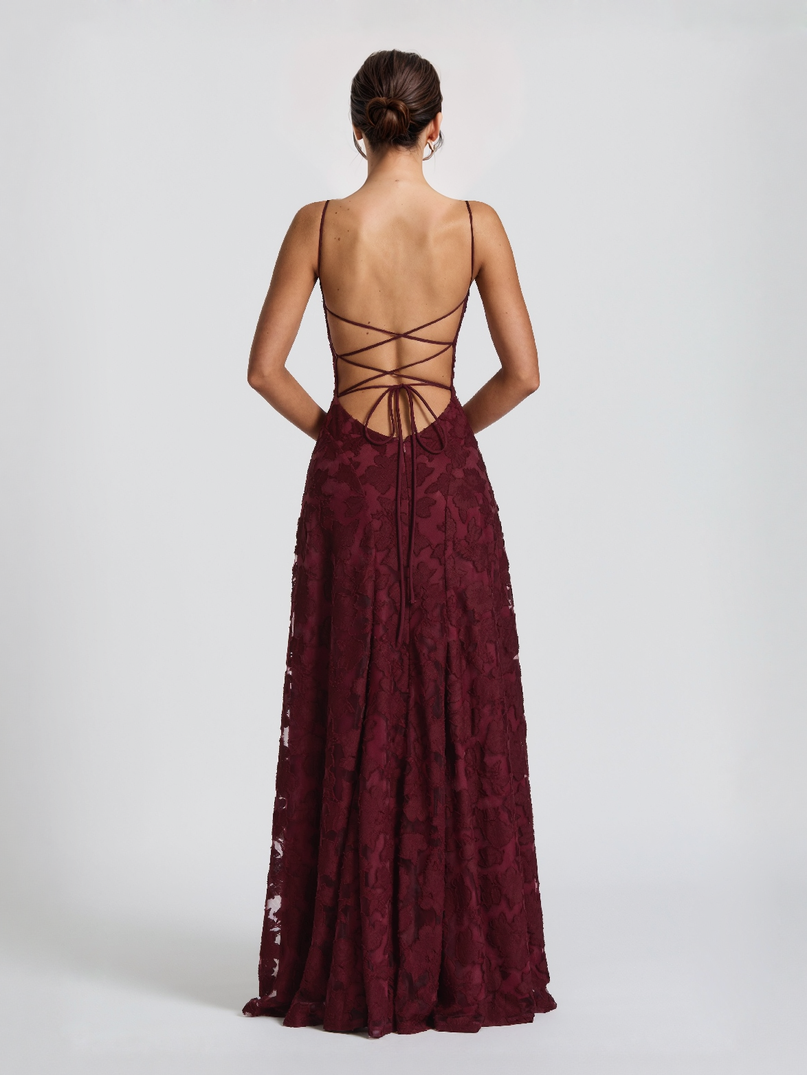 Elegant Spaghetti Strap Lace Maxi Dress