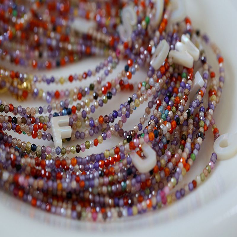 Customize Alphabet Colorful Zircon Beaded Necklace