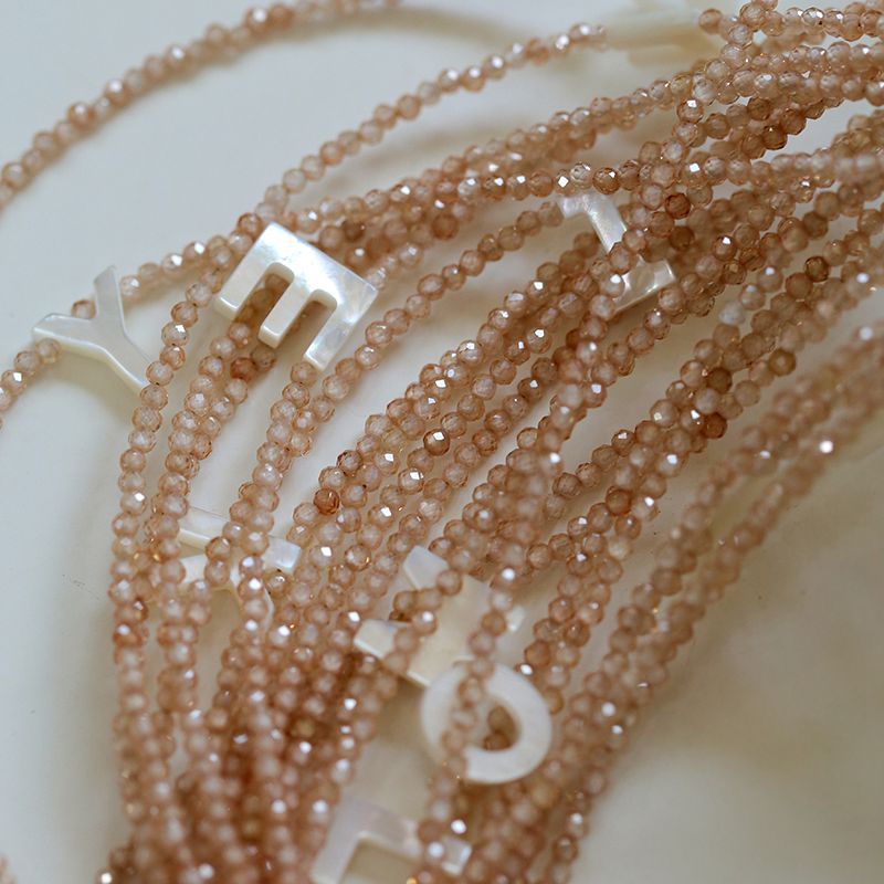 Customize Alphabet Colorful Zircon Beaded Necklace