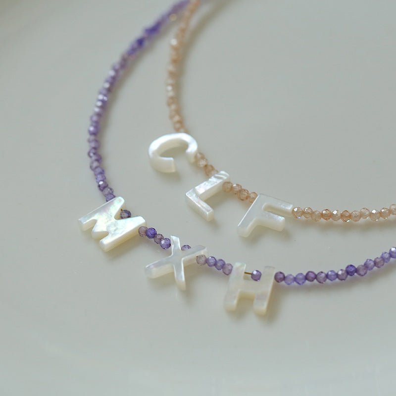 Customize Alphabet Colorful Zircon Beaded Necklace