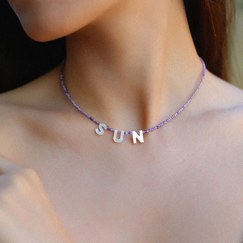 Customize Alphabet Colorful Zircon Beaded Necklace