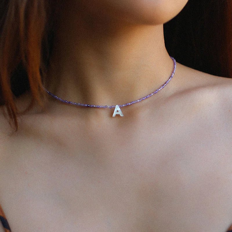 Customize Alphabet Colorful Zircon Beaded Necklace
