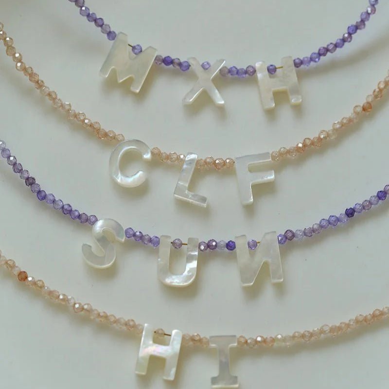 Customize Alphabet Colorful Zircon Beaded Necklace