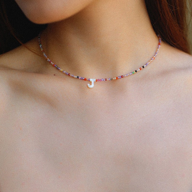 Customize Alphabet Colorful Zircon Beaded Necklace