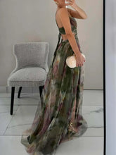 Load image into Gallery viewer, Spaghetti Straps Floral Print V-Neck Empire Ruched Maxi Dress
