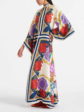Load image into Gallery viewer, Elegant Ethnic Floral Print Long Sleeves Maxi Dress
