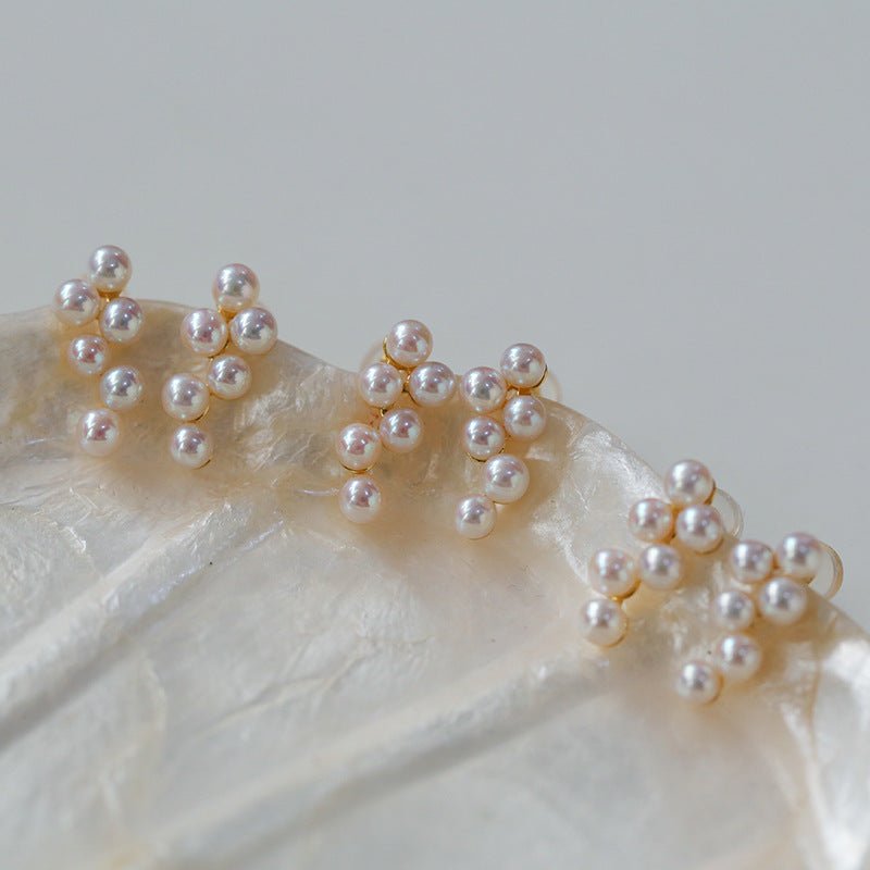 Dainty Pearl Cluster Stud Earrings