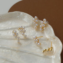 Load image into Gallery viewer, Dainty Pearl Cluster Stud Earrings

