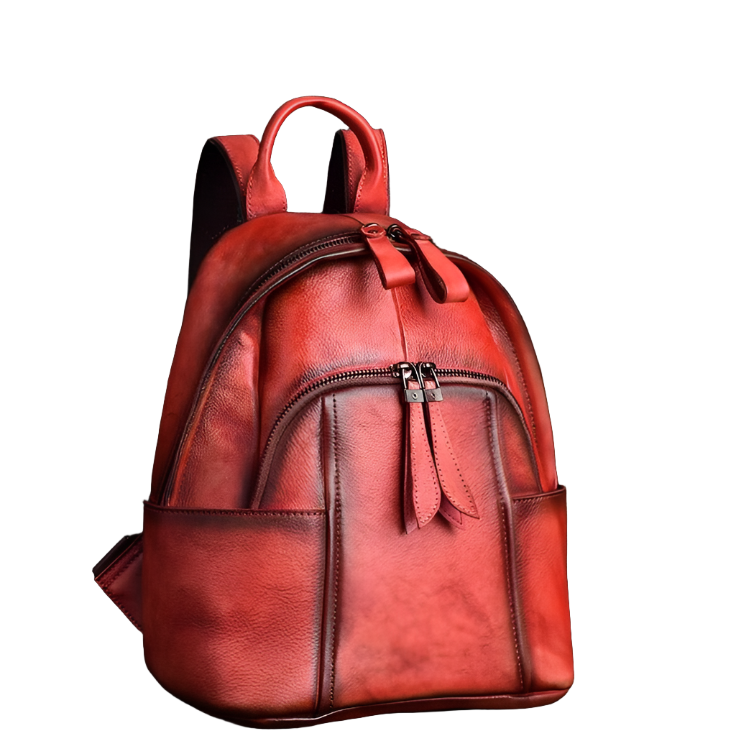 Cool Ladies Red Leather Backpack Purse Bag Rucksack for Women
