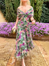 Load image into Gallery viewer, Exquiste Off the Shoulder Floral Midi Dress
