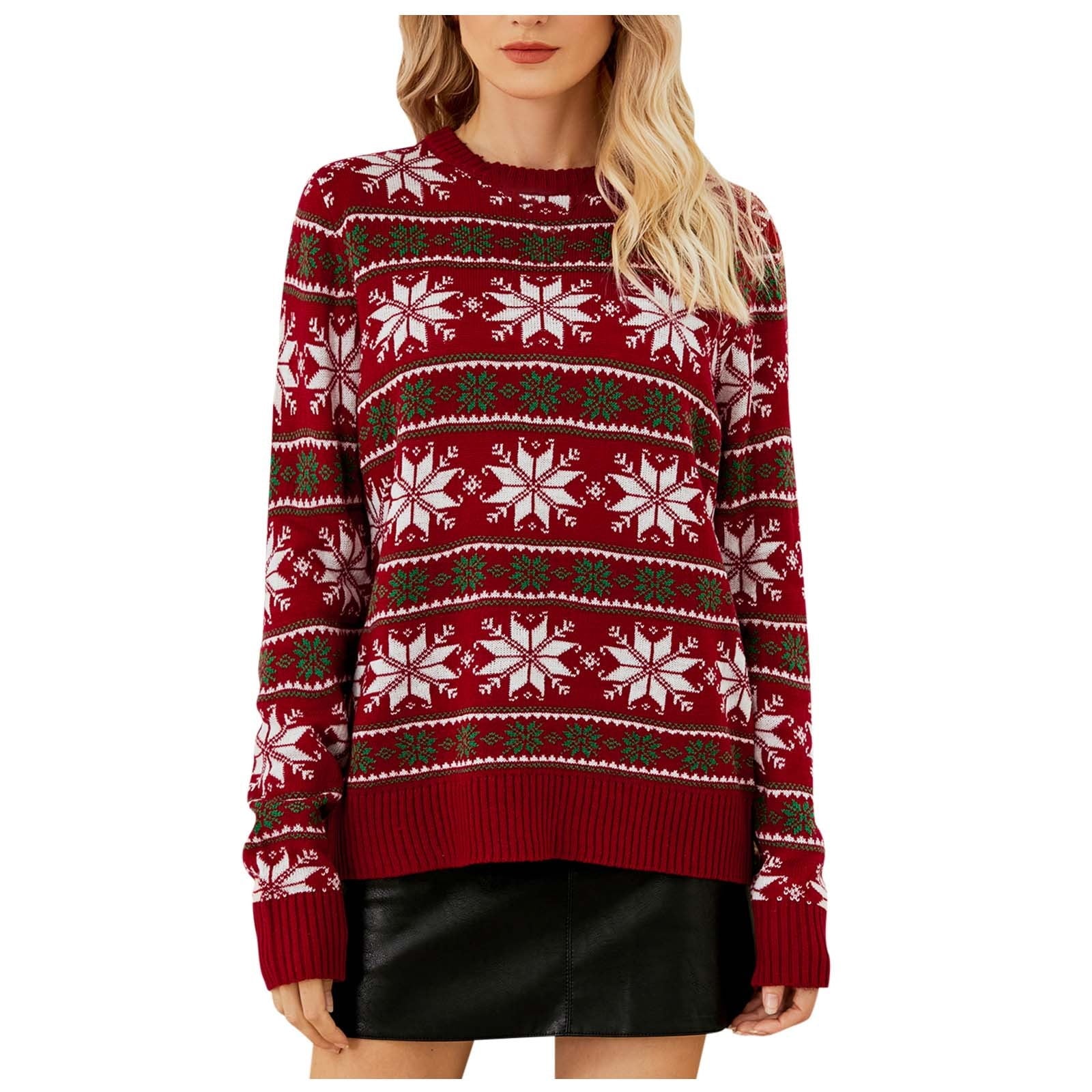 Christmas Print Pullover Top Knitting Sweater