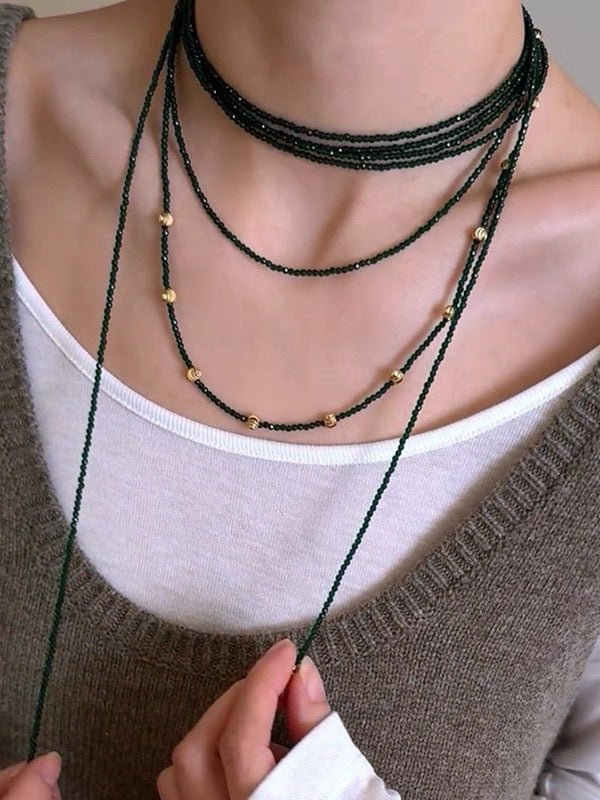 Emerald Green Beaded Layered Necklace