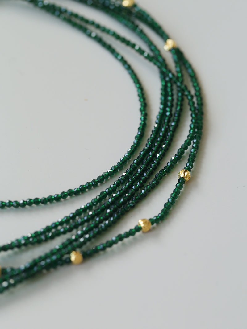 Emerald Green Beaded Layered Necklace