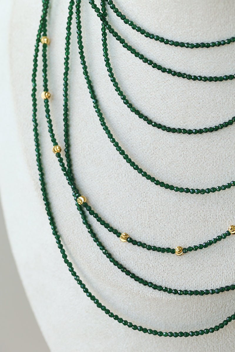 Emerald Green Beaded Layered Necklace