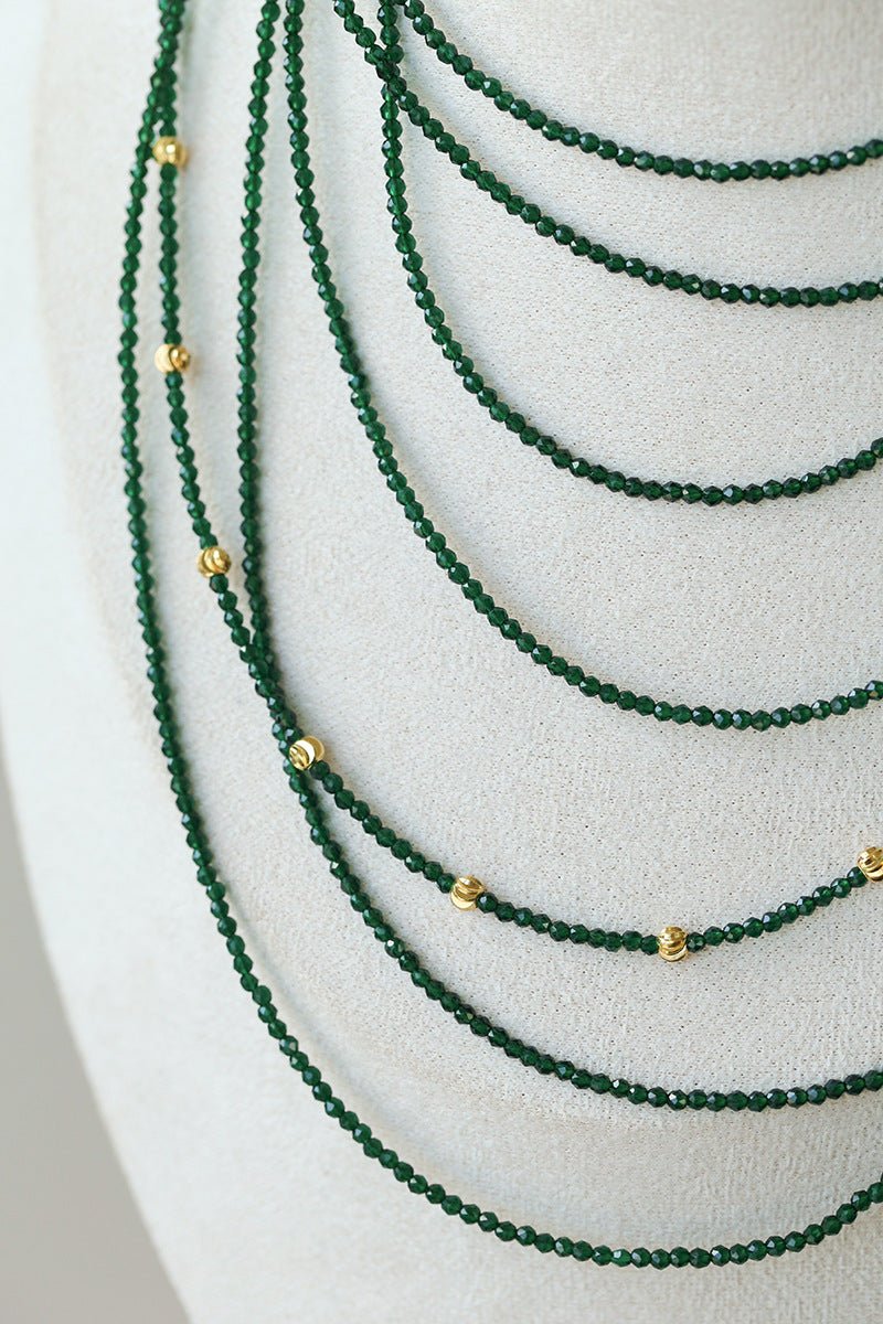 Emerald Green Beaded Layered Necklace