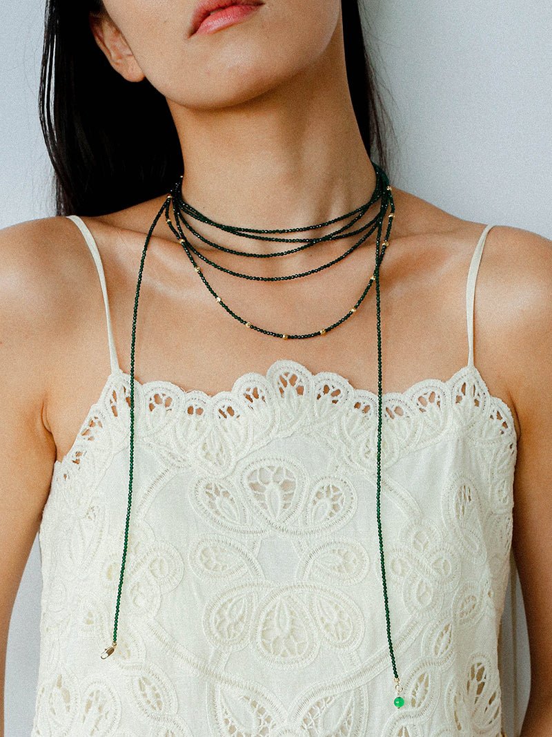 Emerald Green Beaded Layered Necklace