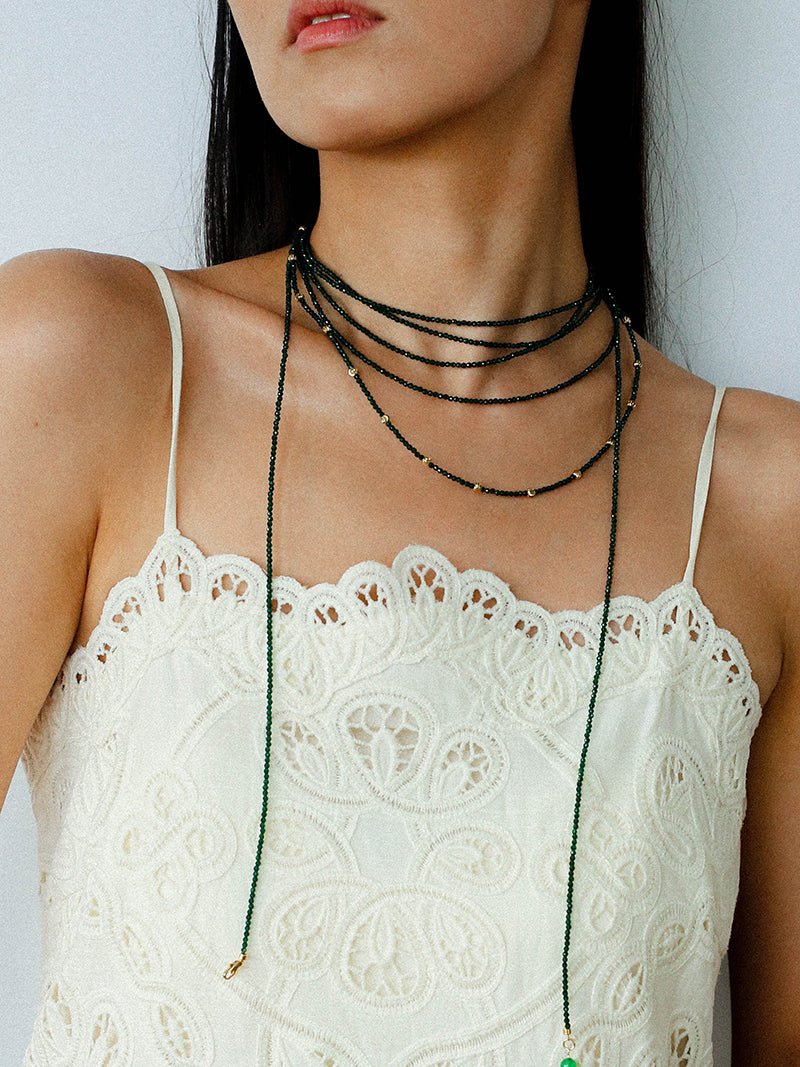 Emerald Green Beaded Layered Necklace