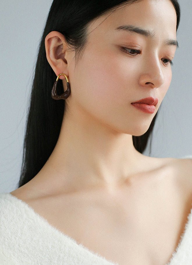 Geometric Irregular Enamel Glazes Earrings