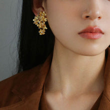Load image into Gallery viewer, Golden Floral Statement Stud Earrings 
