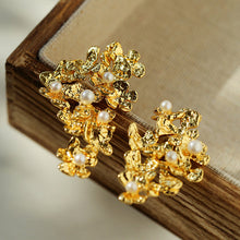 Load image into Gallery viewer, Golden Floral Statement Stud Earrings 
