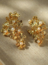 Load image into Gallery viewer, Golden Floral Statement Stud Earrings 

