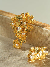 Load image into Gallery viewer, Golden Floral Statement Stud Earrings 
