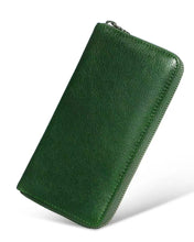 Load image into Gallery viewer, Handmade Long Leather Wallet Purse Large Capcity Multi Cards Zipper Soft Clutch for Women
